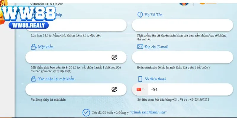 Đăng ký nhận ưu đã tại WW88 vô cùng thần tốc